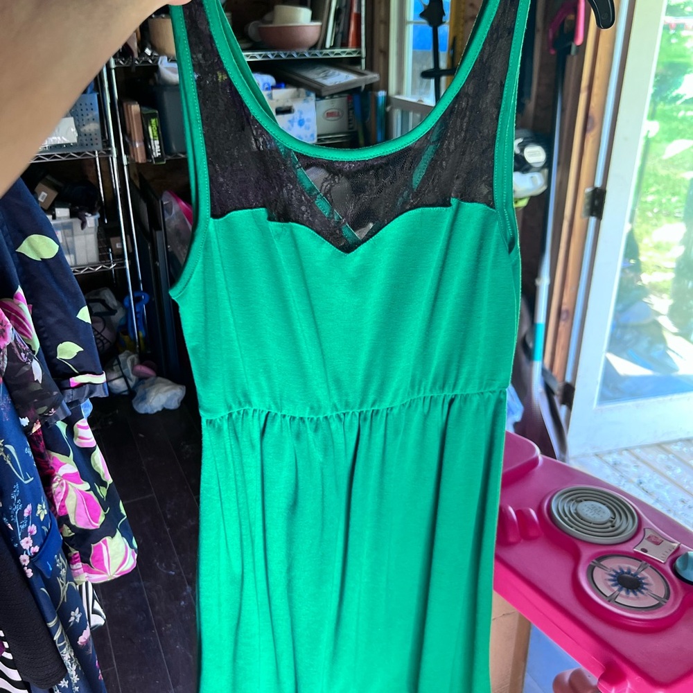 Women's Size XL "Delirious" Los Angeles Green Dress with Black Lace SEXY ❤️ ❤️